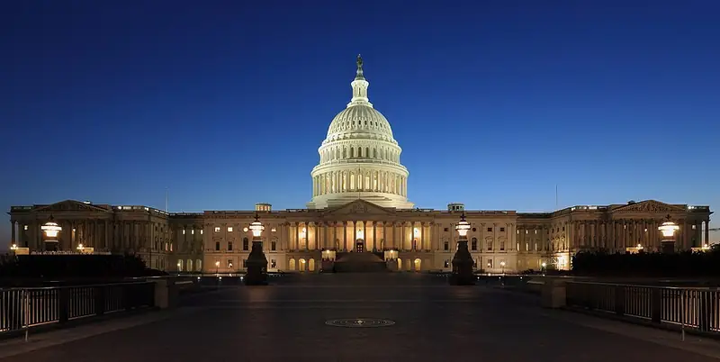 The Capitol at dusk.