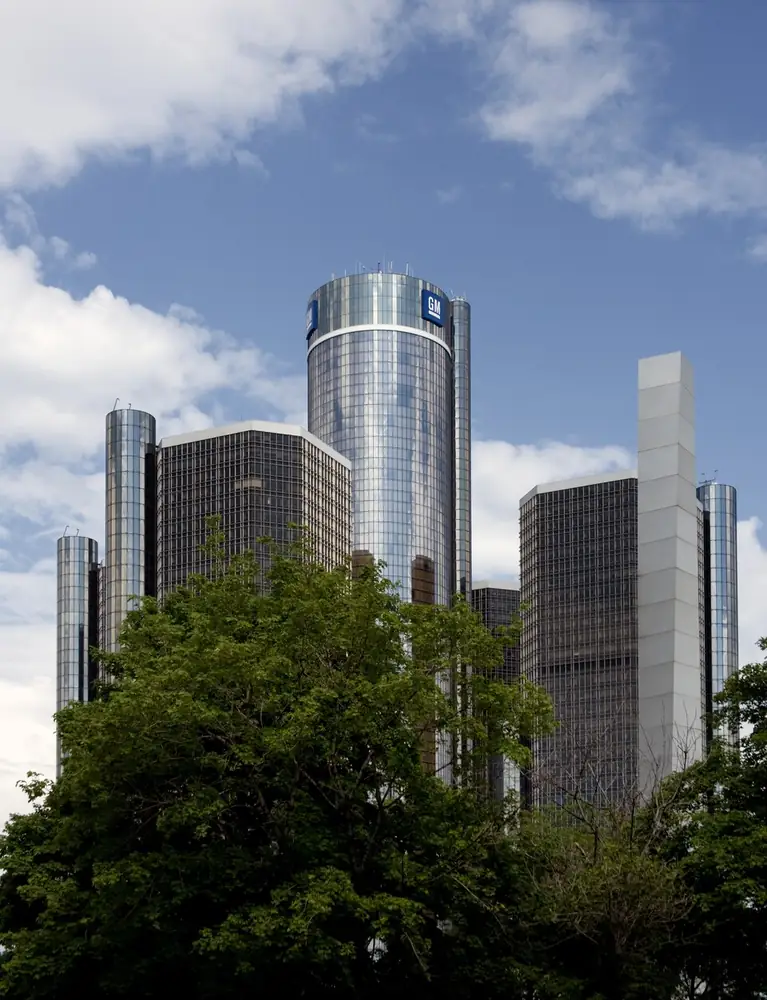 The General Motors headquarters in Detroit.